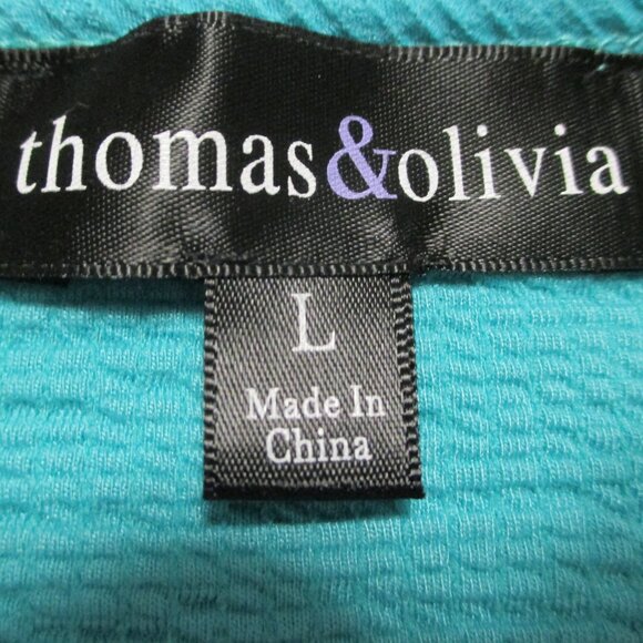 Thomas & Olivia NEW top aqua blue, soft & stretchy 3/4 sleeves size L - Picture 2 of 8